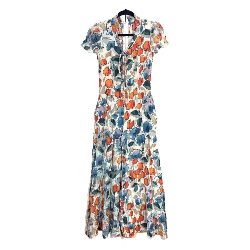 Dolce &‎ Gabbana Jumpsuit Women’s 6 Silk Wide Leg Majolica Water Color Print